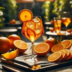 Orzeźwiający drink z pomarańczą i lodem. Idealny pomysł na to, metaxa z czym pić, gdy chcesz poczuć śródziemnomorski klimat.