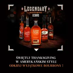 Butelki whiskey: Eagle Rare, Sazerac Rye, Elijah Craig, Buffalo Trace i Rittenhouse. Świętuj Thanksgiving w amerykańskim stylu.