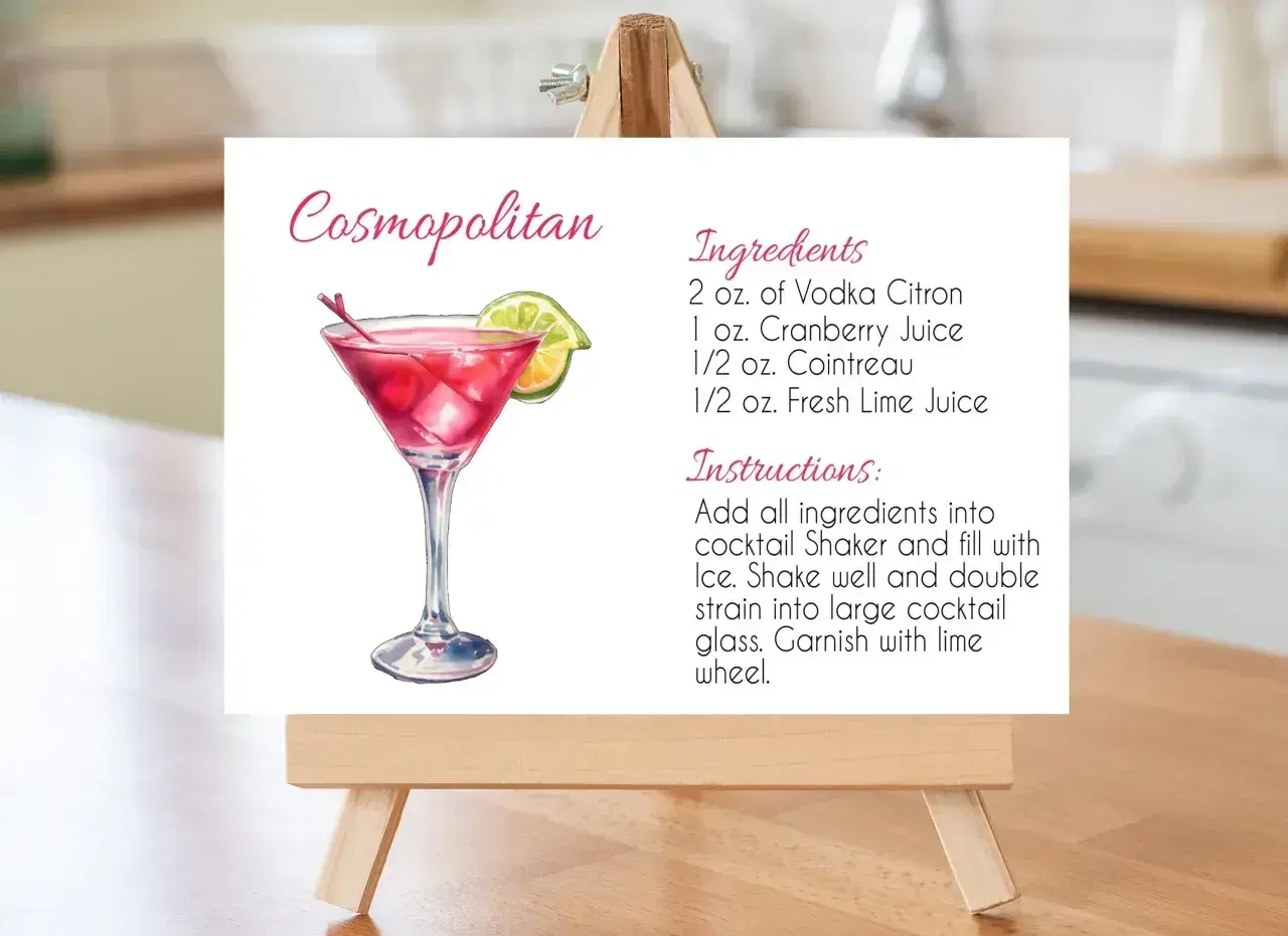 Przepis na Cosmopolitan: drink z wódką, sokiem żurawinowym, Cointreau i limonką. Idealny na każdą okazję.